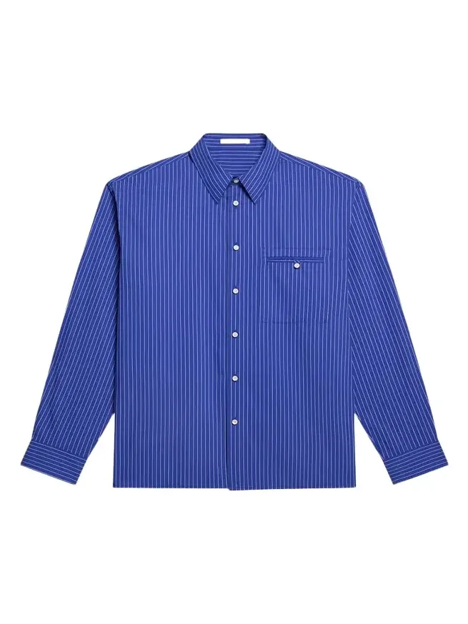 Men's Pinstripe Poplin Double-Pocket Button-Down Shirt