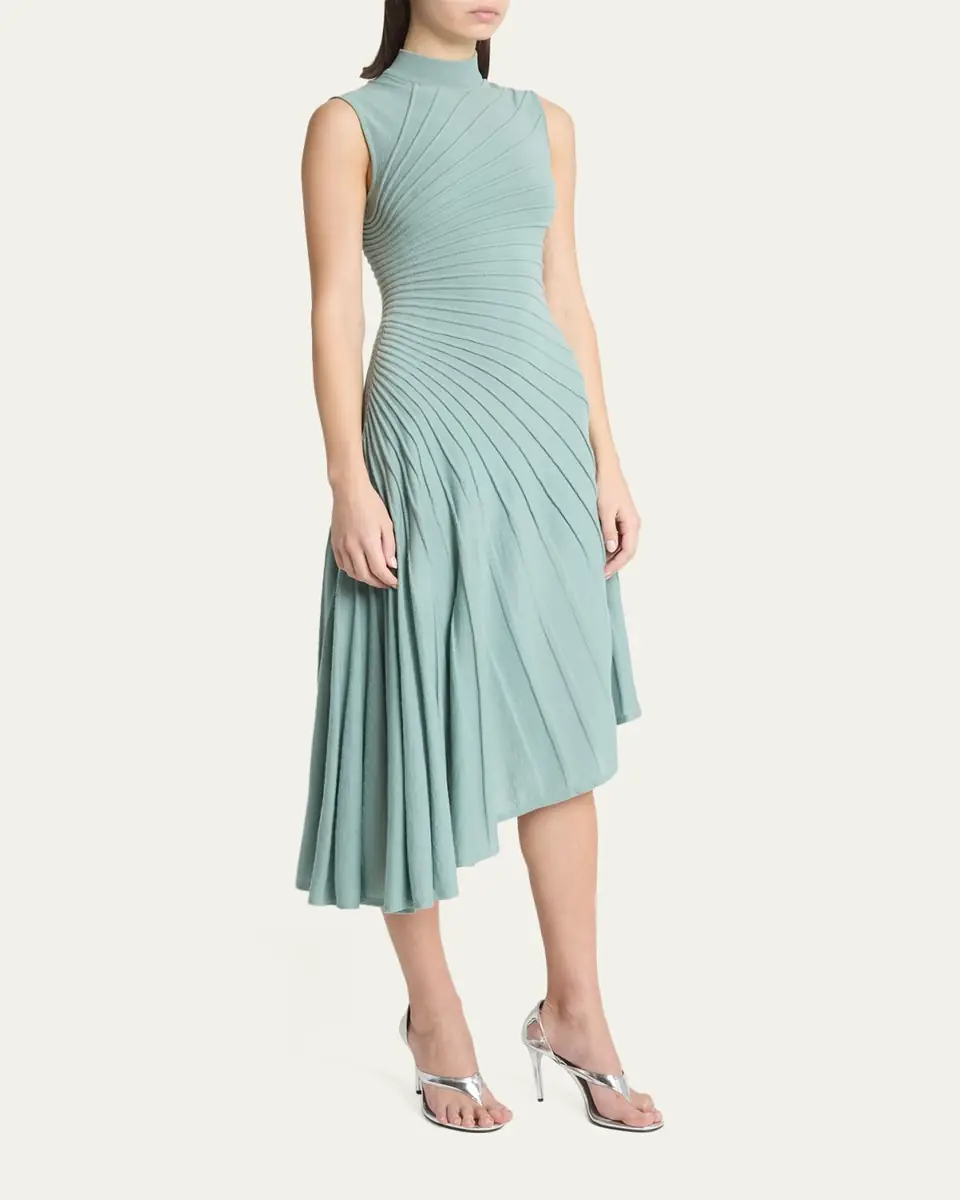 Alaïa Mock-Neck Sculpting Wool Dress | Thumbnail 4 Alaïa Mock-Neck Sculpting Wool Dress | Thumbnail 4