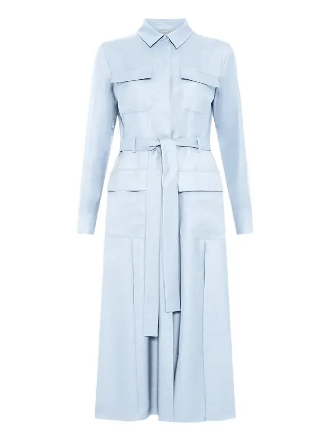 Gabriela Hearst Meyer Meyer Virgin Wool and Silk Belted Midi Shirtdress