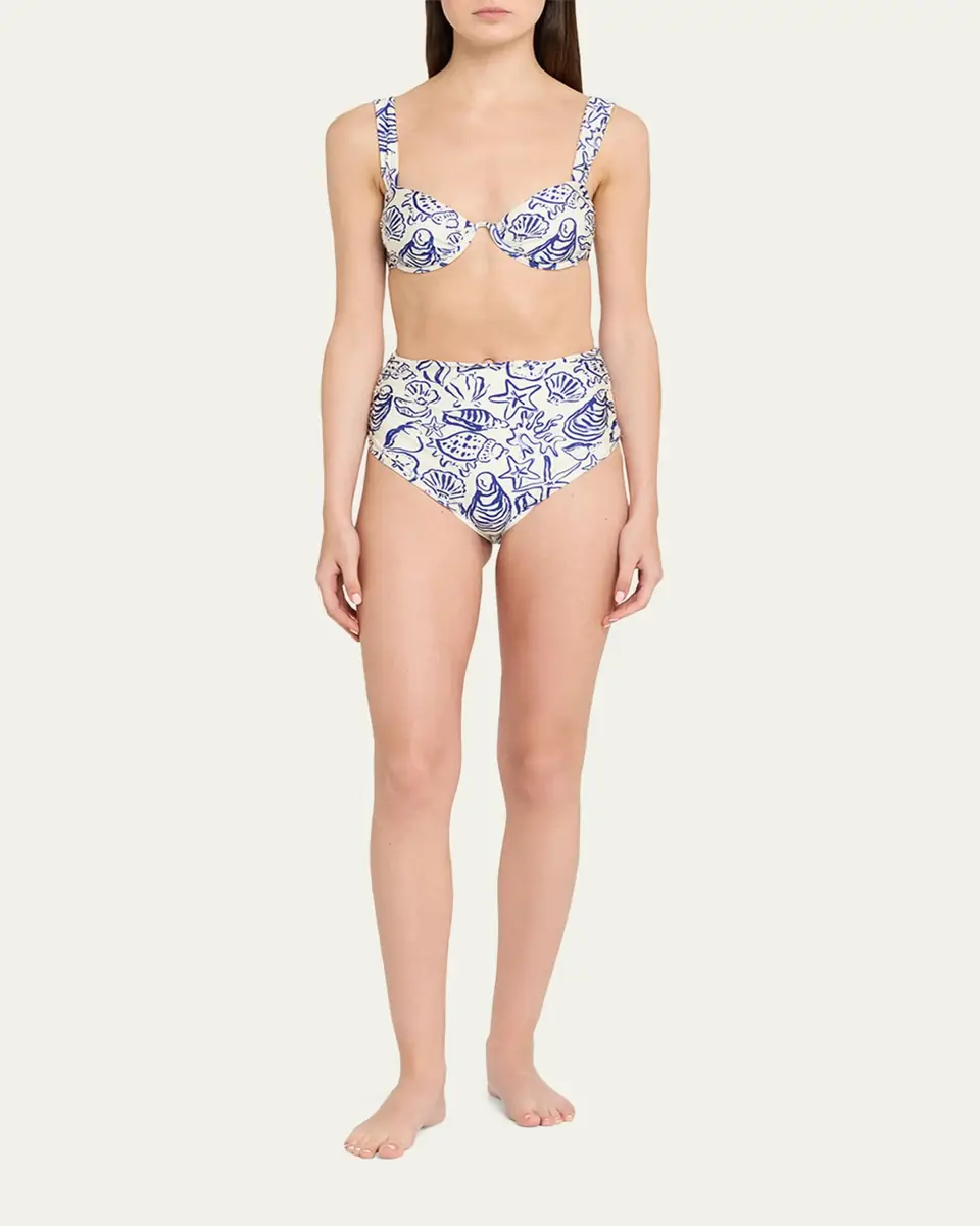 Simkhai Teya Ruched High-Rise Bikini Bottoms | Thumbnail 2 Simkhai Teya Ruched High-Rise Bikini Bottoms | Thumbnail 2