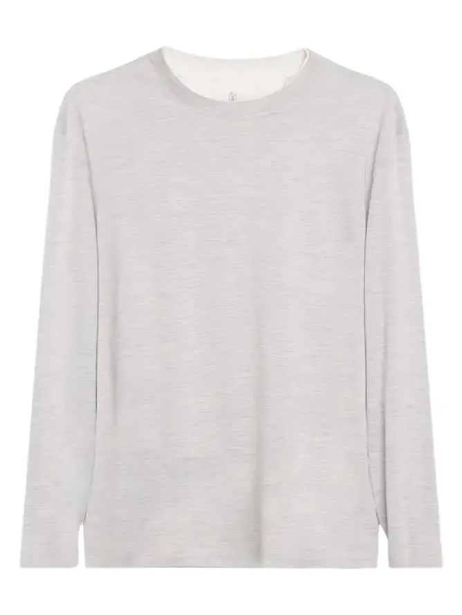 Brunello Cucinelli Men's Silk and Cotton Long-Sleeve Crewneck T-Shirt