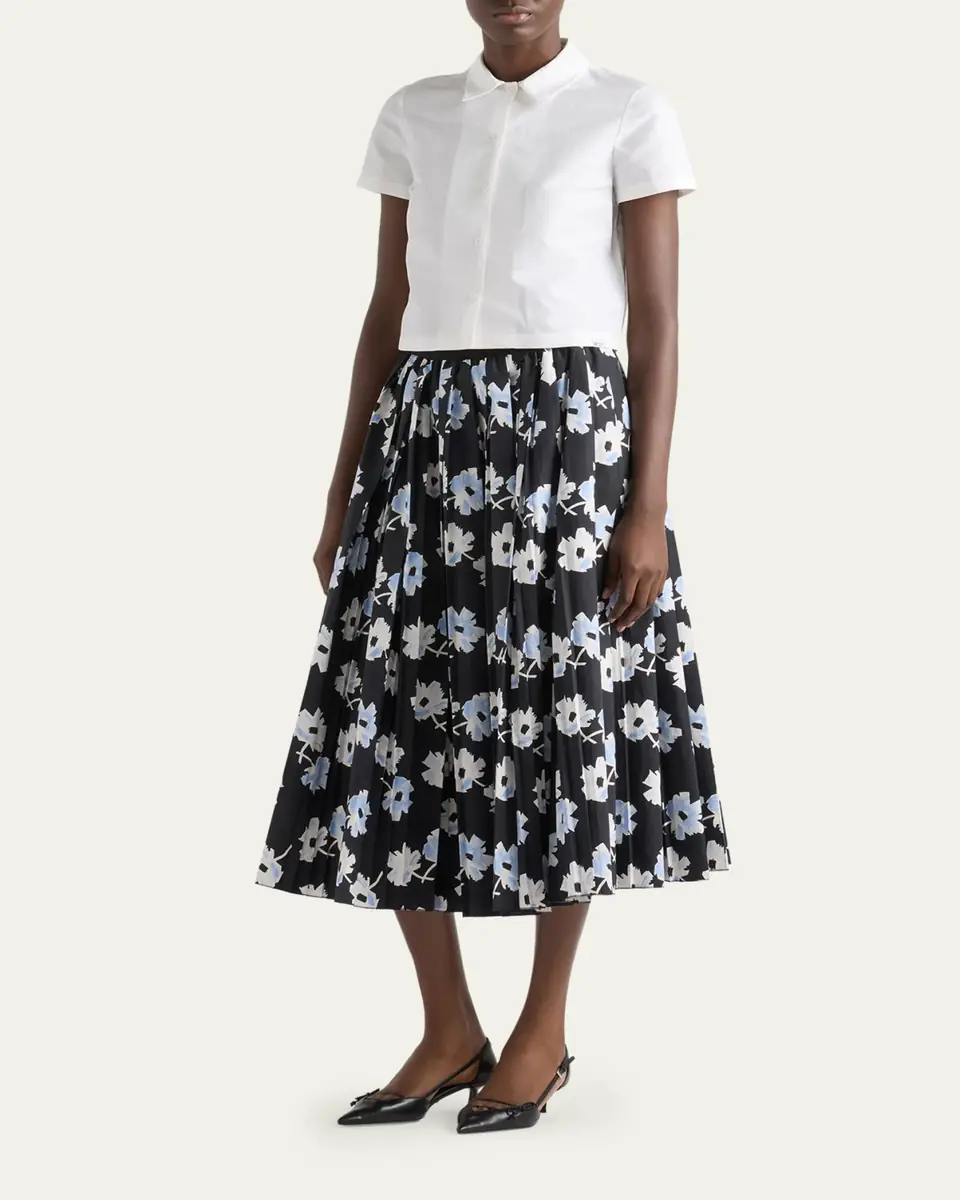 Prada Wildflower Cotton Midi Skirt | Thumbnail 2