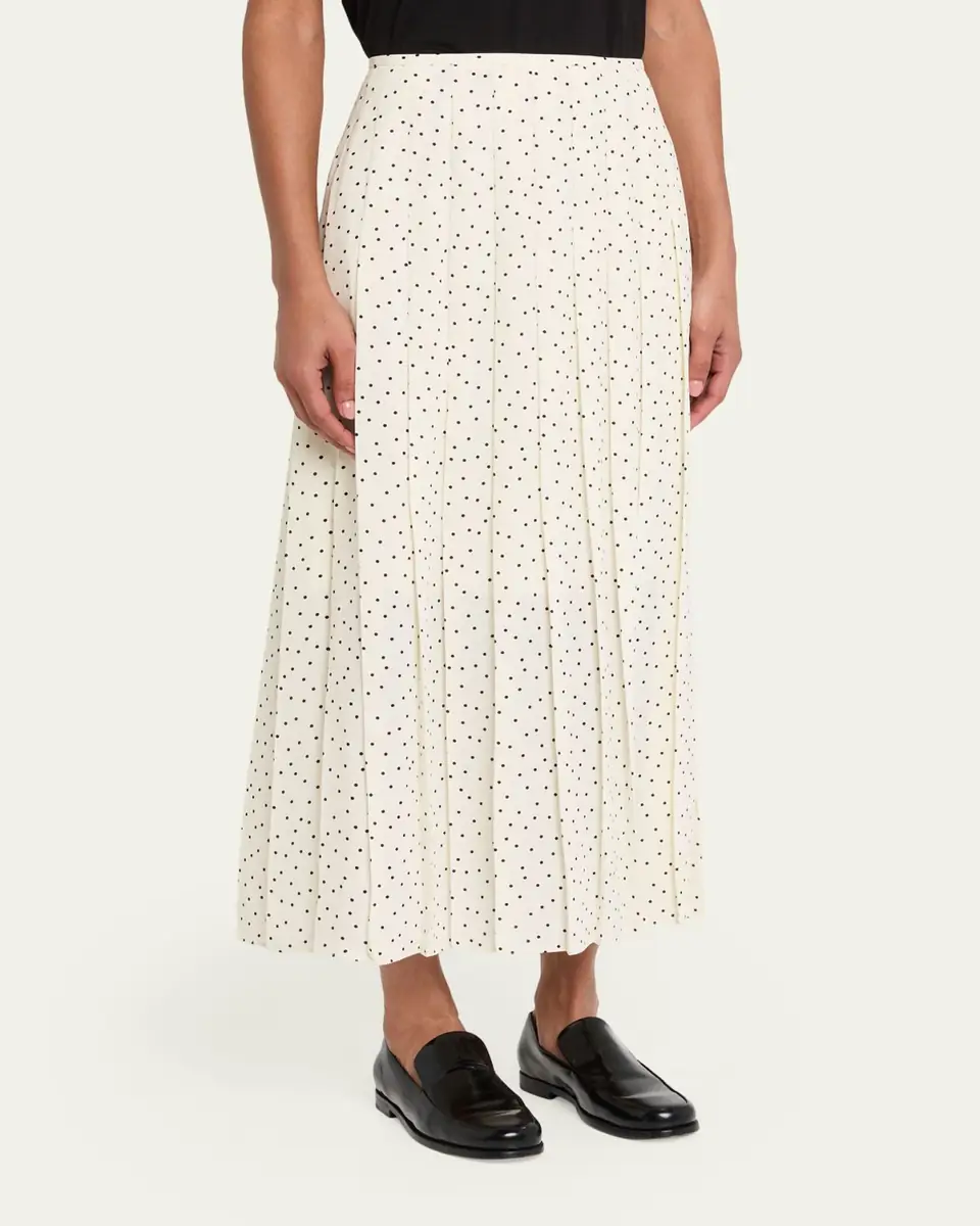 Theory Pleated Polka Dot Wrap Skirt | Thumbnail 4