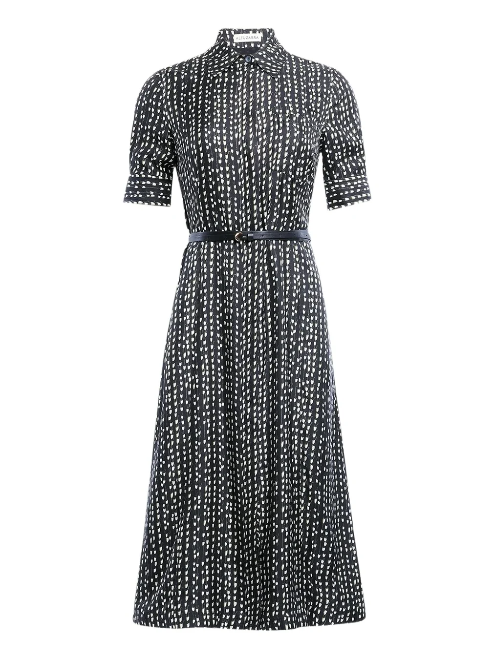 Altuzarra Kieran Abstract-Print Short-Sleeve Midi Shirtdress With Belt