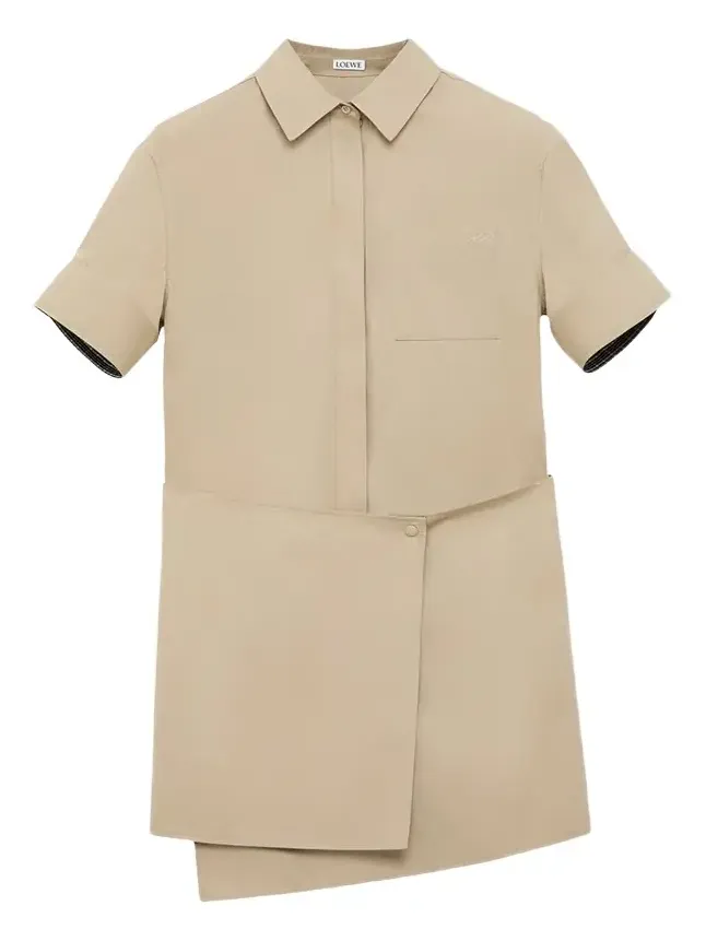 Wrapped Short-Sleeve Shirtdress