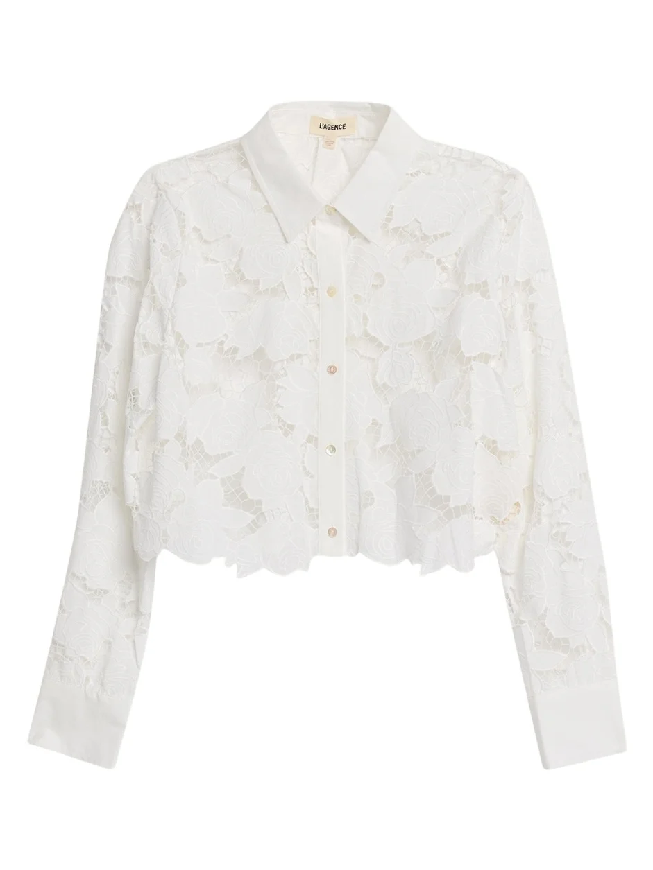 Seychelle Eyelet Embroidered Cropped Shirt