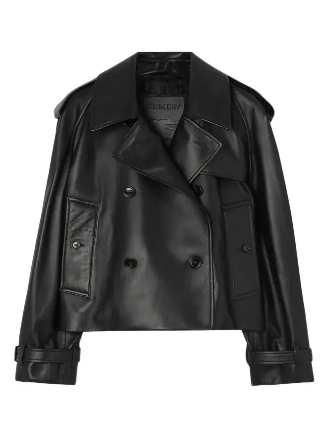 Cropped Leather Mayfair Trench Jacket Cropped Leather Mayfair Trench Jacket