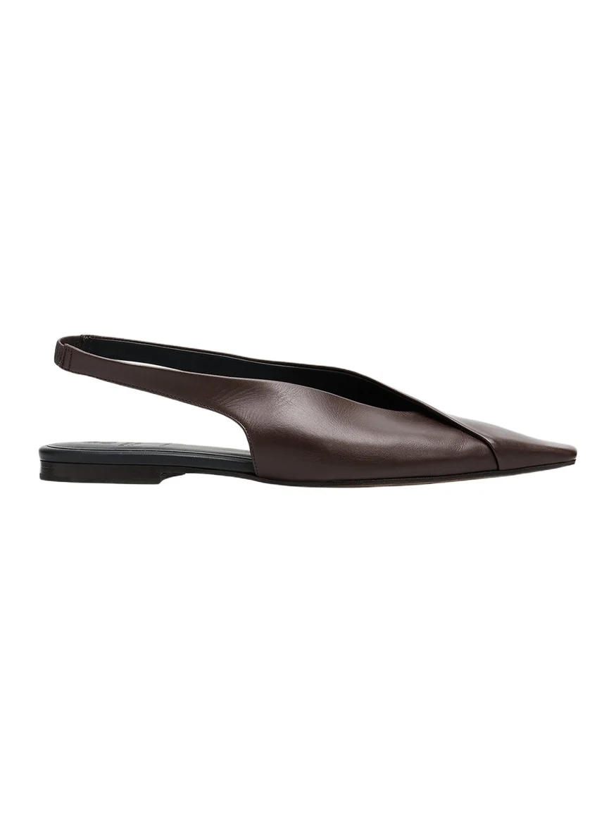 Leather Square-Toe Slingback Flats
