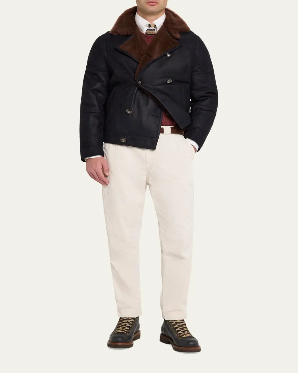 Brunello Cucinelli Men's Cashmere Rib Raglan-Sleeve Crewneck Sweater | Thumbnail 2 Brunello Cucinelli Men's Cashmere Rib Raglan-Sleeve Crewneck Sweater | Thumbnail 2