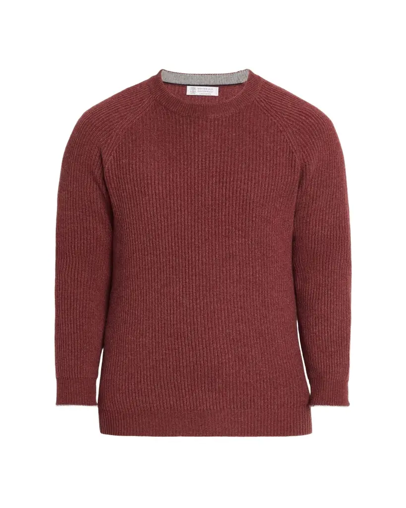 Brunello Cucinelli Men's Cashmere Rib Raglan-Sleeve Crewneck Sweater