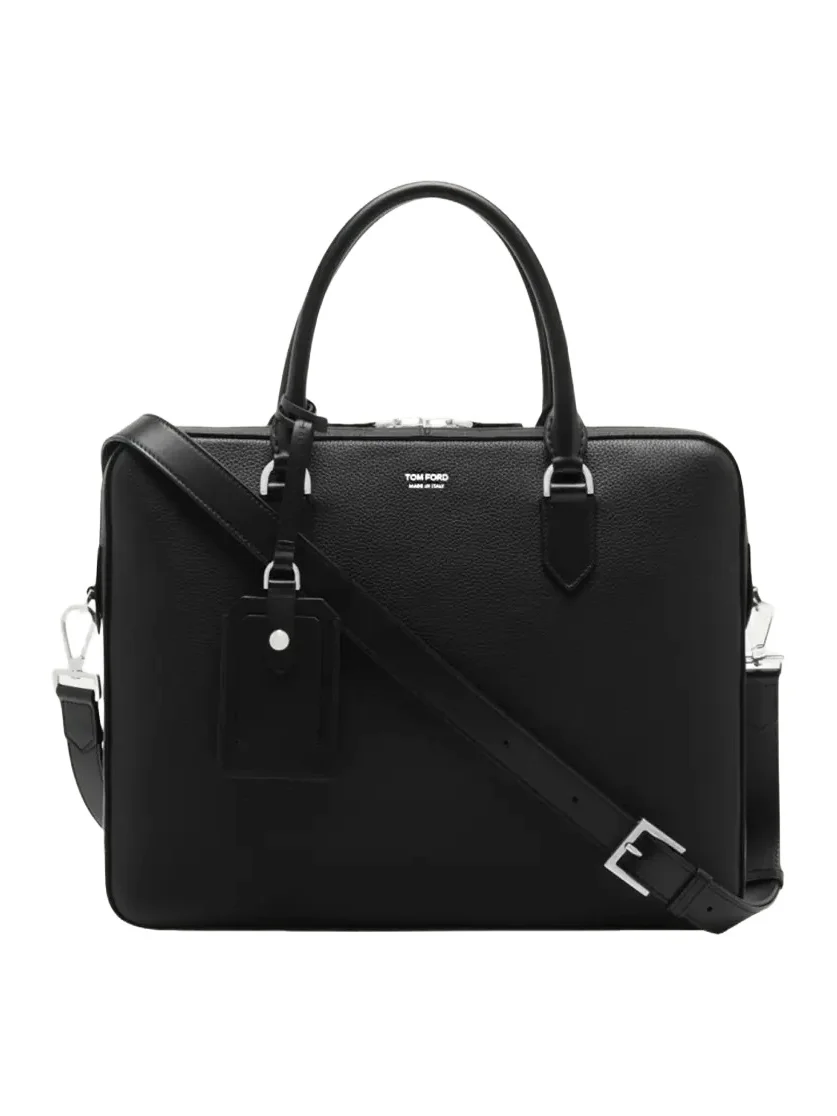 Tom Ford Men's Elliot Large Briefcase in Grained Leather