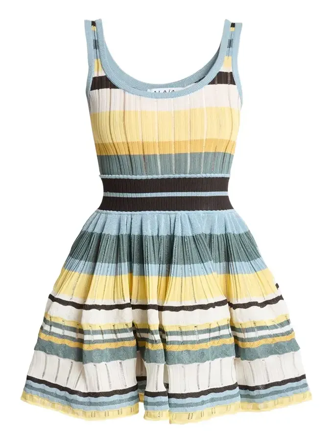 Sleeveless Striped Crinoline Knit Mini Dress