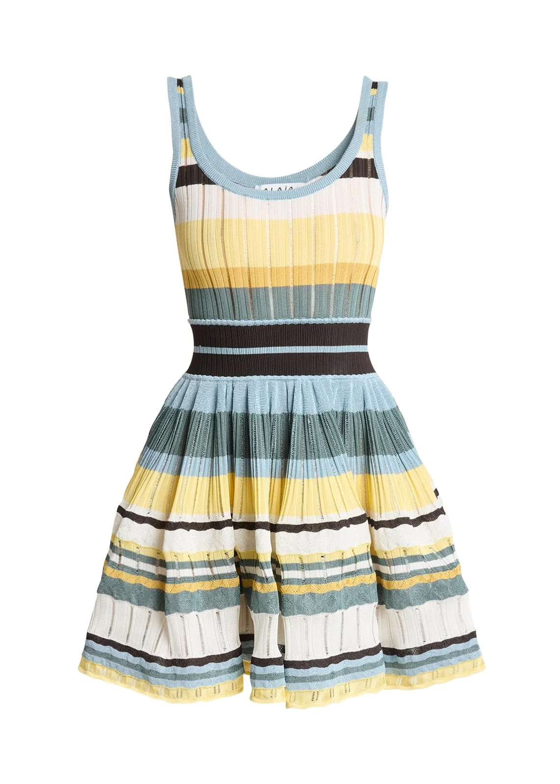 Sleeveless Striped Crinoline Knit Mini Dress