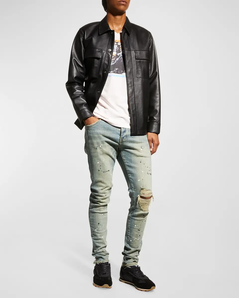 PURPLE Men's Dropped-Fit Distressed Jeans | Thumbnail 2 PURPLE Men's Dropped-Fit Distressed Jeans | Thumbnail 2