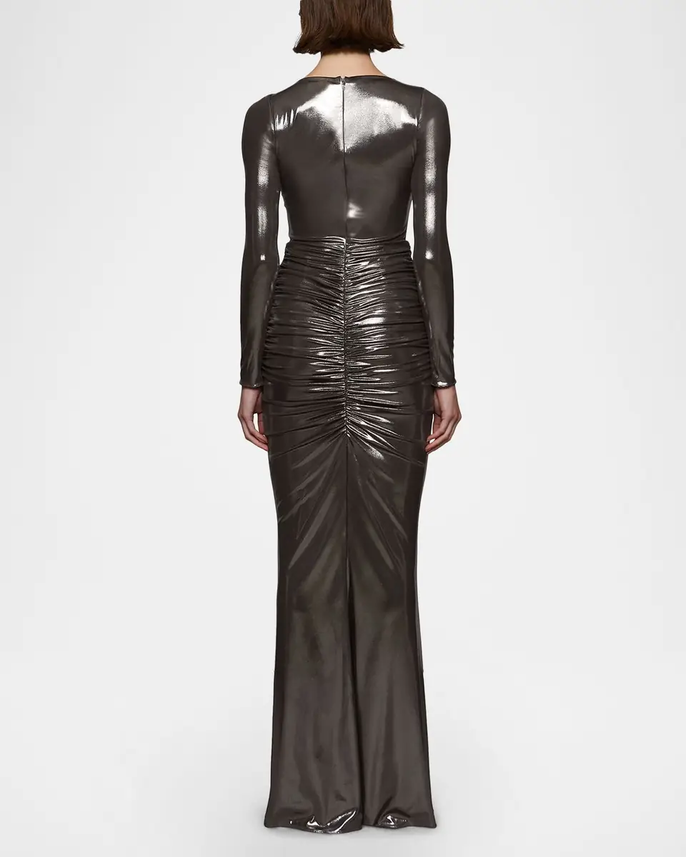 Et Ochs Stella Ruched Metallic Jersey Bodycon Gown | Thumbnail 2 Et Ochs Stella Ruched Metallic Jersey Bodycon Gown | Thumbnail 2