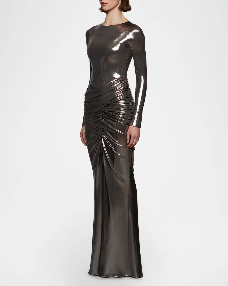 Et Ochs Stella Ruched Metallic Jersey Bodycon Gown | Thumbnail 3 Et Ochs Stella Ruched Metallic Jersey Bodycon Gown | Thumbnail 3