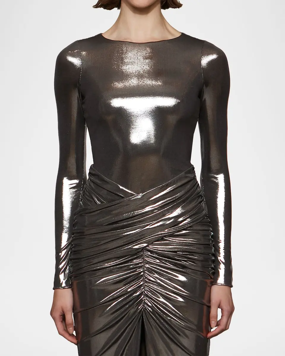 Et Ochs Stella Ruched Metallic Jersey Bodycon Gown | Thumbnail 4 Et Ochs Stella Ruched Metallic Jersey Bodycon Gown | Thumbnail 4