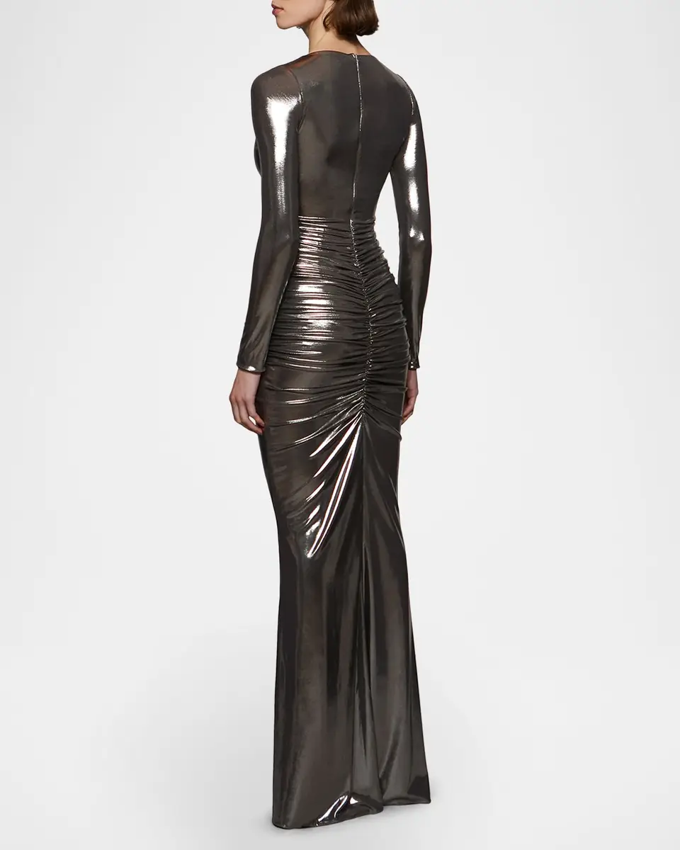 Et Ochs Stella Ruched Metallic Jersey Bodycon Gown | Thumbnail 5 Et Ochs Stella Ruched Metallic Jersey Bodycon Gown | Thumbnail 5