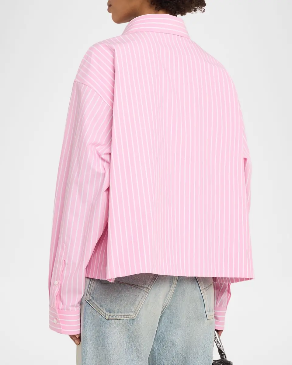 Balenciaga Folded Striped Cotton Boxy Button-Down Shirt | Thumbnail 2