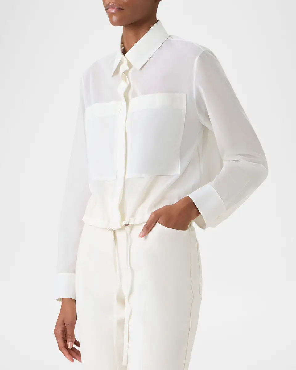 Akris Cotton Drawstring Collared Blouson Shirt | Thumbnail 5 Akris Cotton Drawstring Collared Blouson Shirt | Thumbnail 5