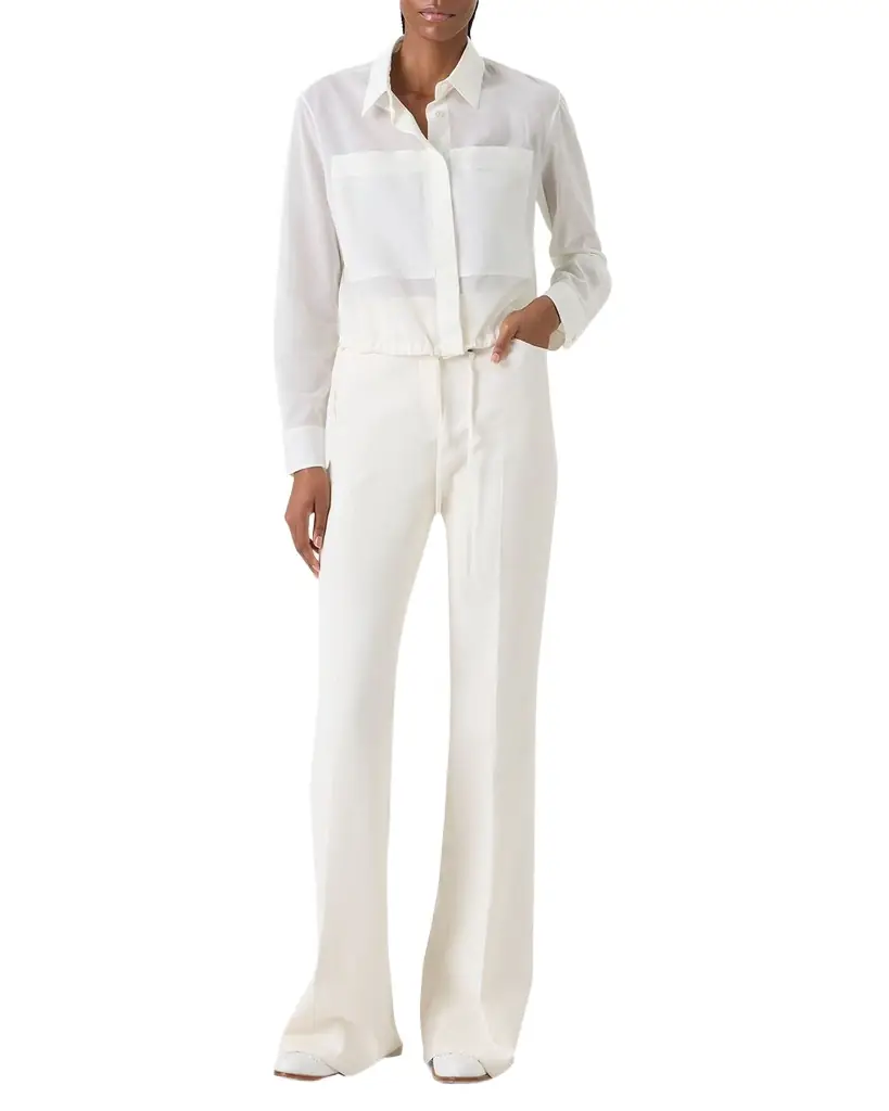 Akris Cotton Drawstring Collared Blouson Shirt | Image 1 Akris Cotton Drawstring Collared Blouson Shirt | Image 1