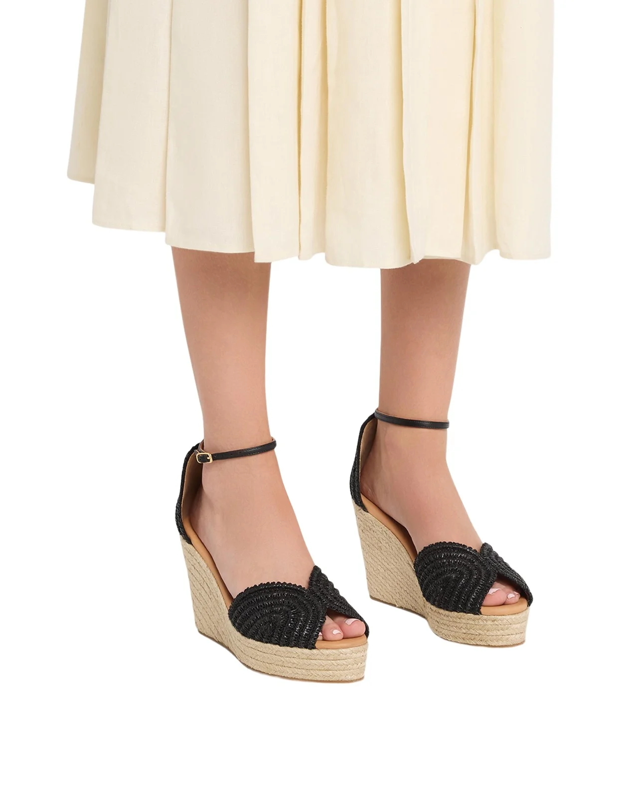 Odissì 95mm Ava Raffia Espadrille Wedge Sandals