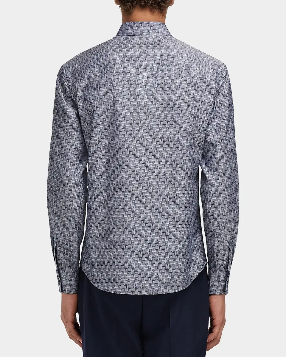 Ferragamo Men's Geometric Gancini Cotton Button-Down Shirt | Thumbnail 2 Ferragamo Men's Geometric Gancini Cotton Button-Down Shirt | Thumbnail 2