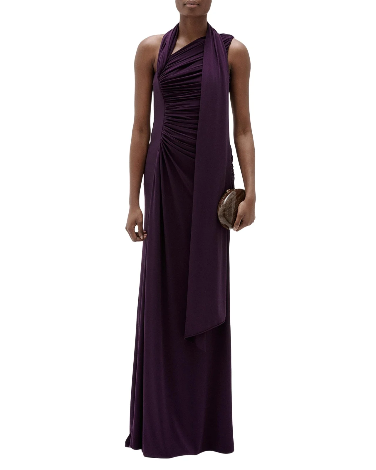 Ruched High-Slit Column Gown Ruched High-Slit Column Gown