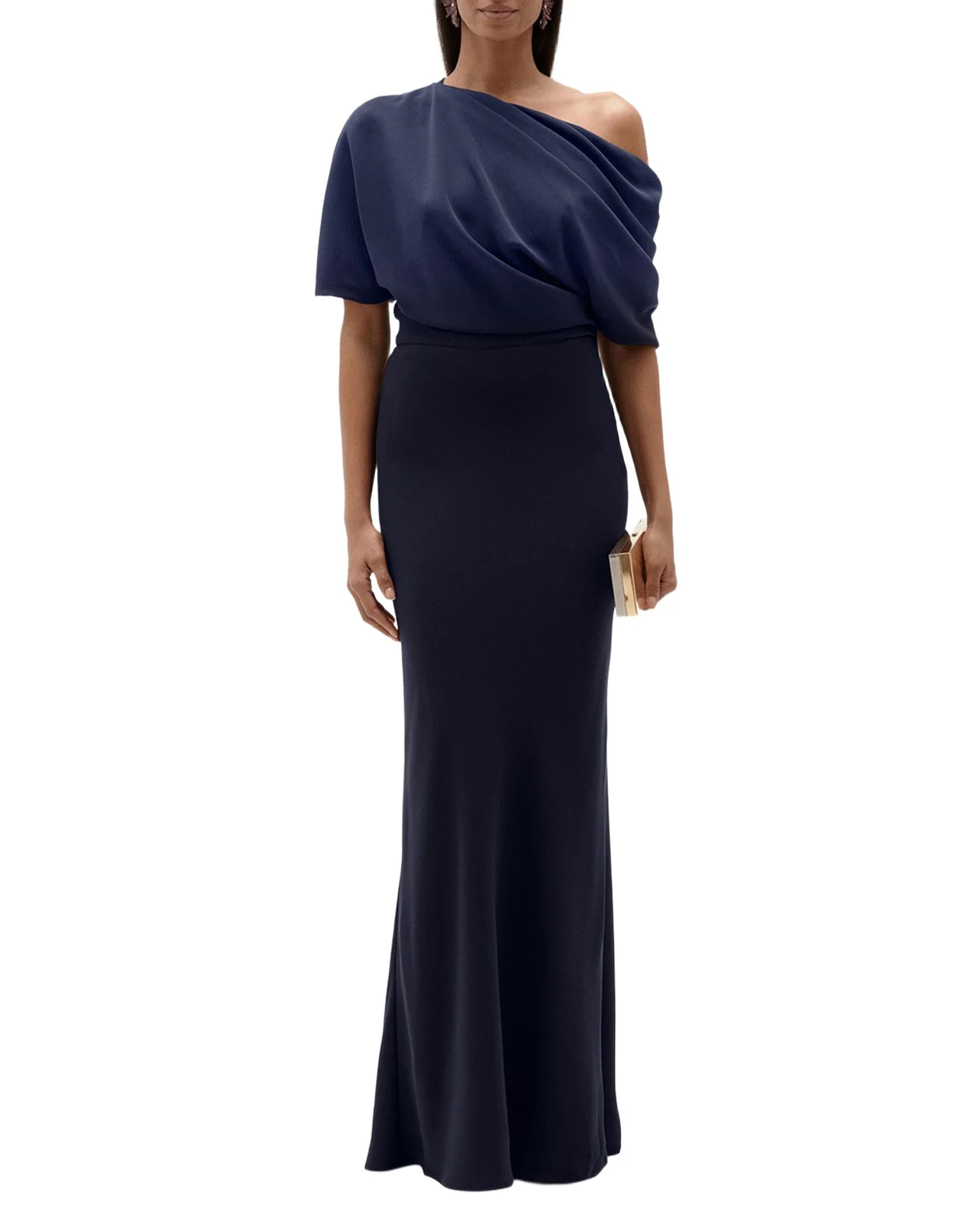 Asymmetric Draped Bodice Long Gown Asymmetric Draped Bodice Long Gown