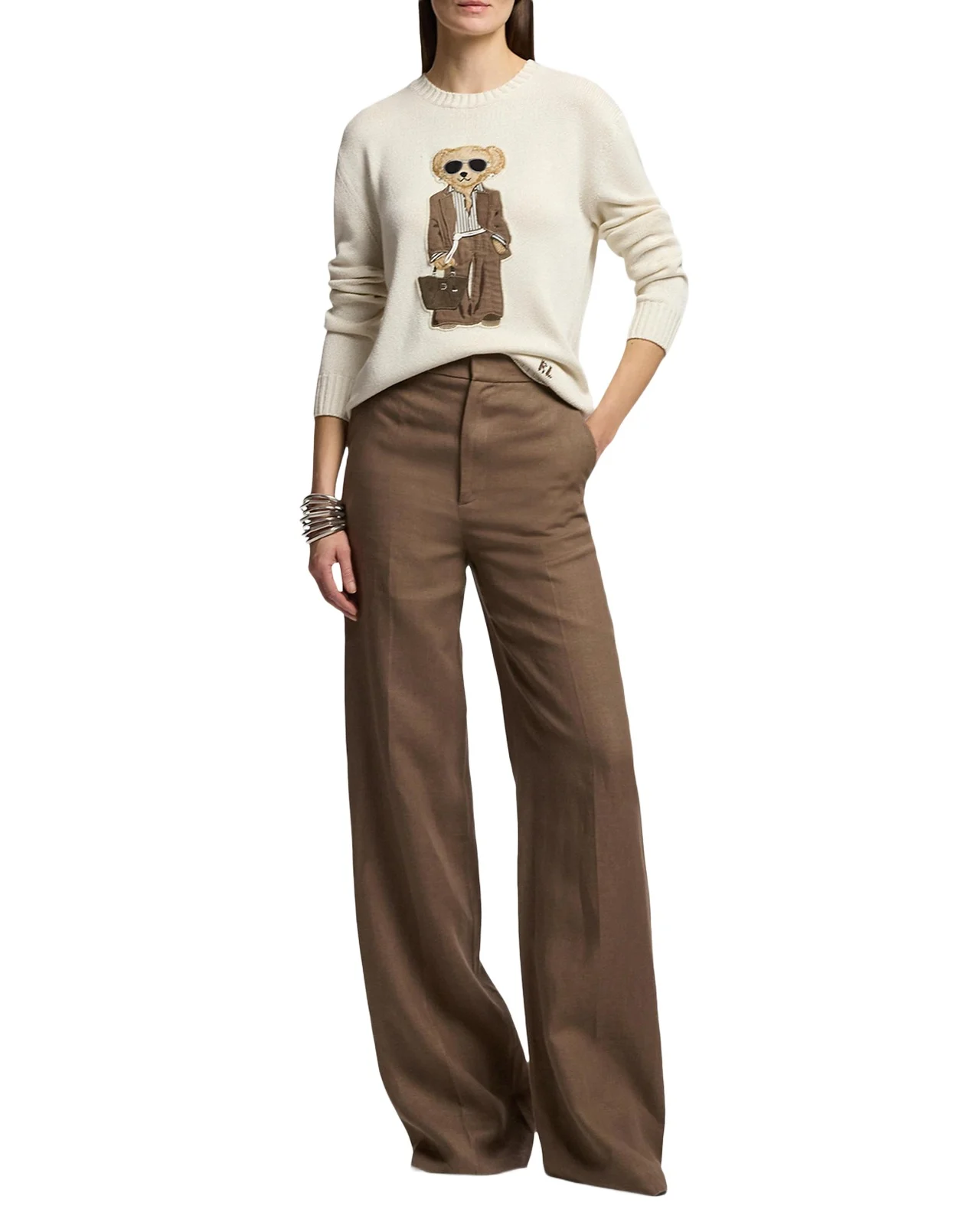 Summer Polo Bear Silk Crewneck Sweater