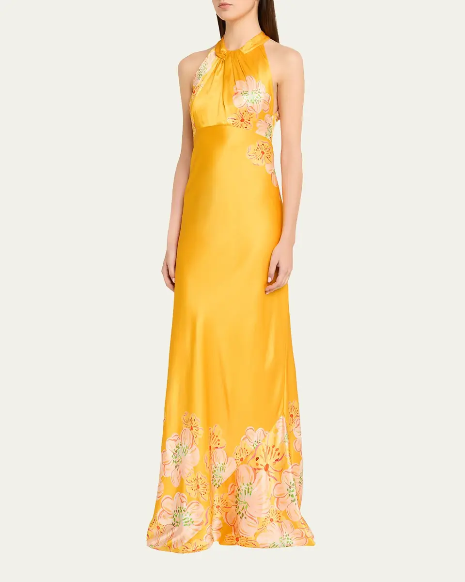Saloni Cozette Floral Silk Dress | Thumbnail 3 Saloni Cozette Floral Silk Dress | Thumbnail 3