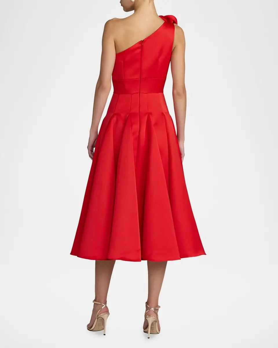 Mac Duggal 3D Floral Satin Fit & Flare Midi Dress | Thumbnail 2