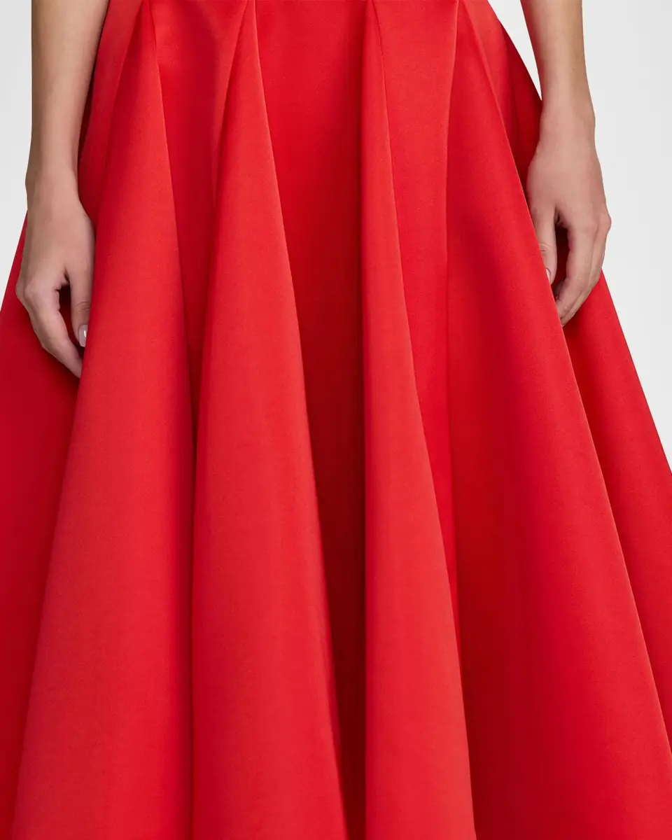 Mac Duggal 3D Floral Satin Fit & Flare Midi Dress | Thumbnail 3