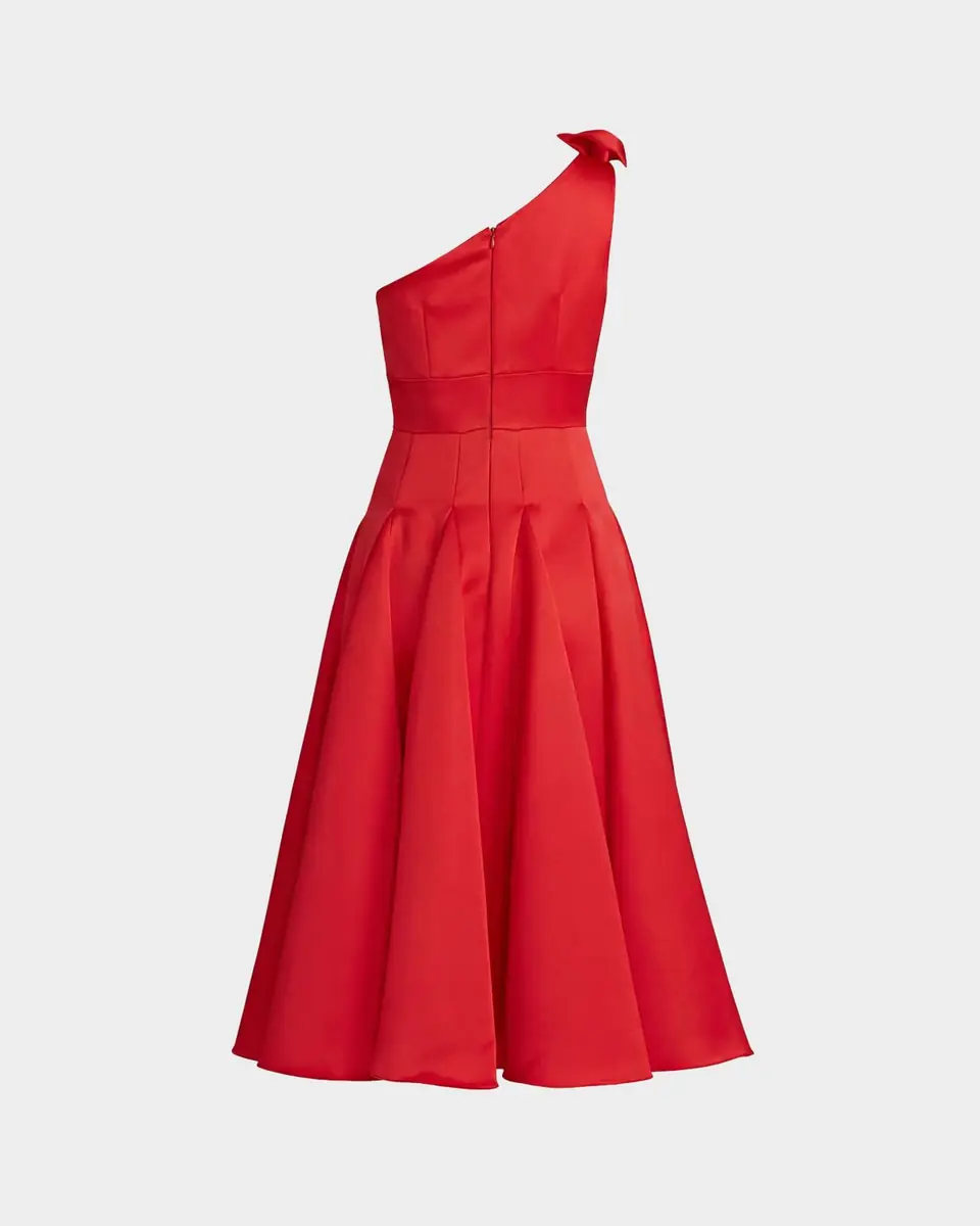 Mac Duggal 3D Floral Satin Fit & Flare Midi Dress | Thumbnail 4