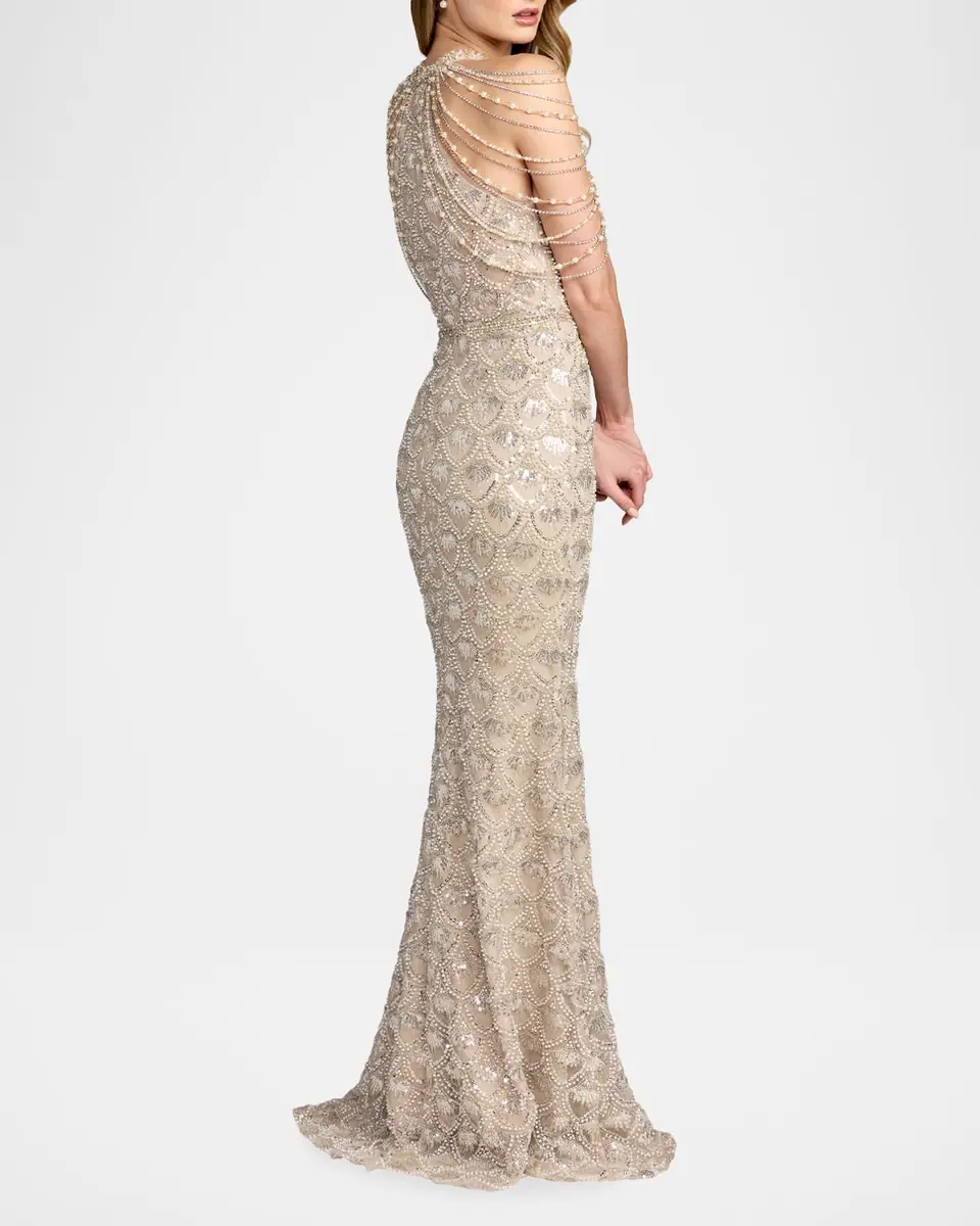 Mac Duggal Embellished Draped Column Gown | Thumbnail 2 Mac Duggal Embellished Draped Column Gown | Thumbnail 2