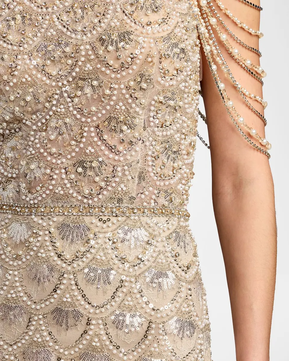 Mac Duggal Embellished Draped Column Gown | Thumbnail 4 Mac Duggal Embellished Draped Column Gown | Thumbnail 4