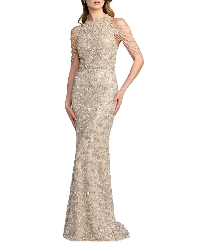 Embellished Draped Column Gown Embellished Draped Column Gown