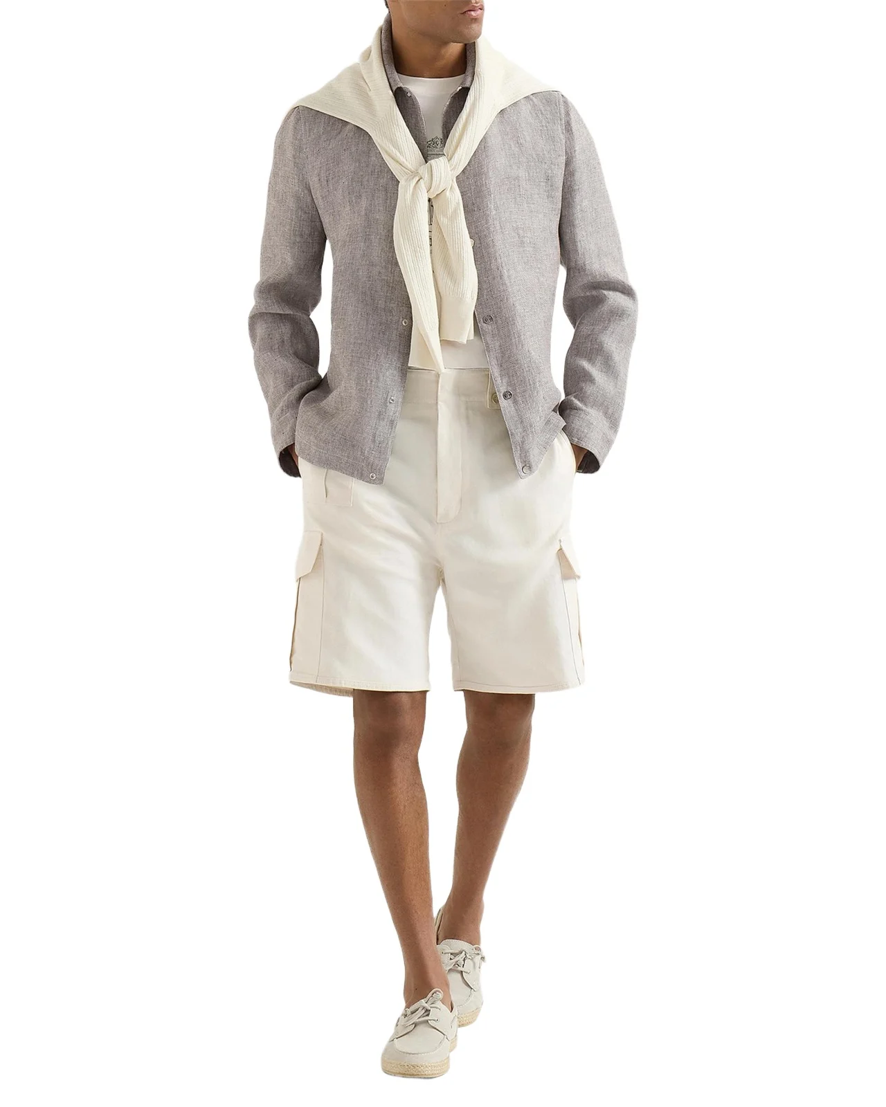 Brunello Cucinelli Men's Linen and Hemp Diagonal Outerwear Jacket
