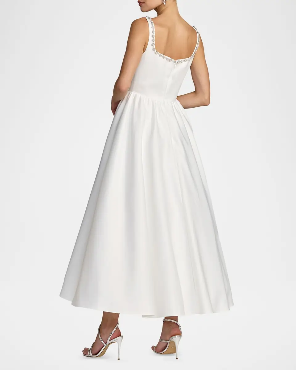 Mac Duggal Beaded Satin A-Line Midi Dress | Thumbnail 2 Mac Duggal Beaded Satin A-Line Midi Dress | Thumbnail 2