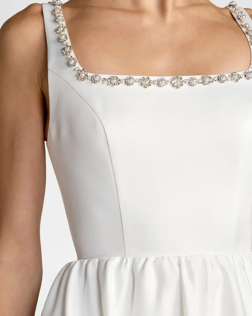 Mac Duggal Beaded Satin A-Line Midi Dress | Thumbnail 5 Mac Duggal Beaded Satin A-Line Midi Dress | Thumbnail 5
