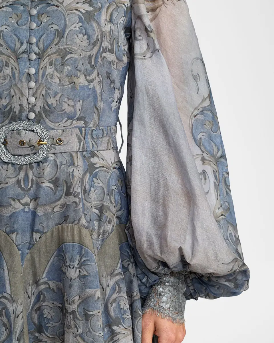 Mac Duggal Floral Printed Belted Maxi Dress | Thumbnail 4