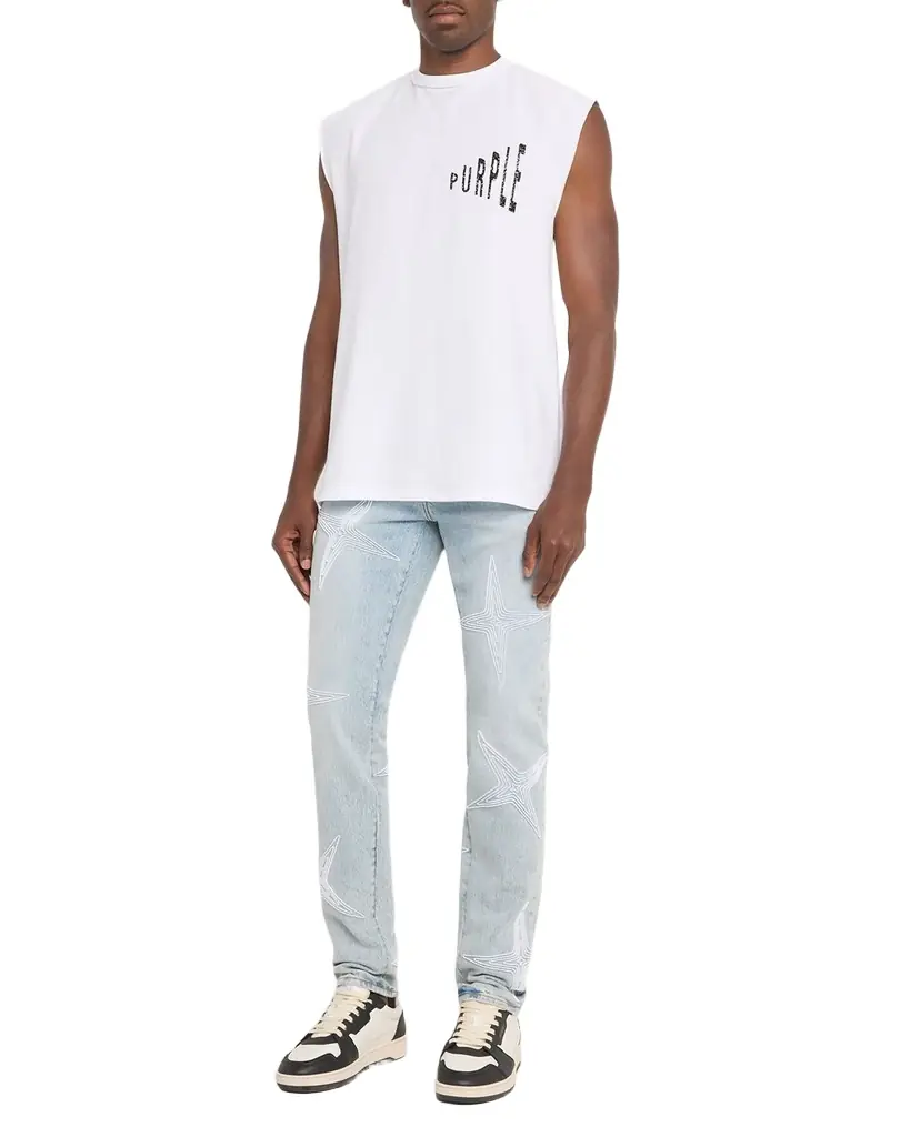 PURPLE Men's Cap Sleeve Cotton T-Shirt | Image 1 PURPLE Men's Cap Sleeve Cotton T-Shirt | Image 1