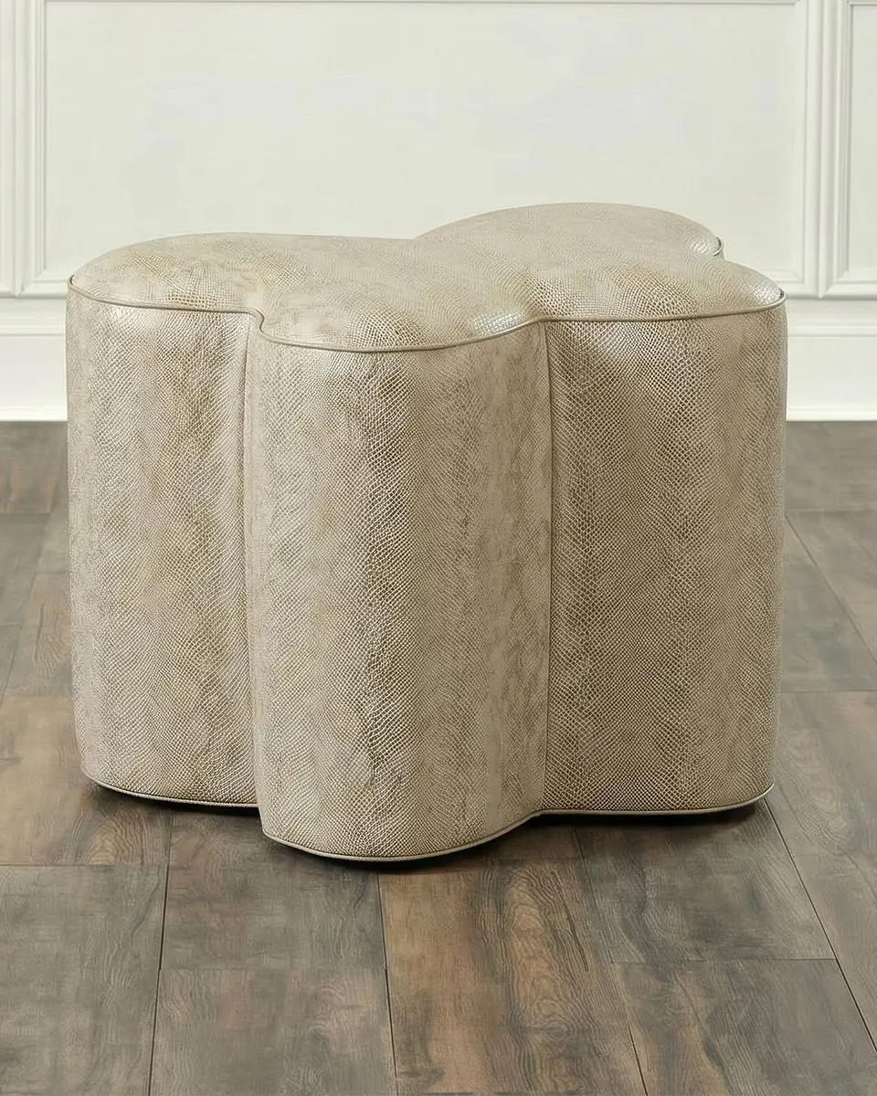 John-Richard Collection Mariposa Small Faux Snakeskin Ottoman | Image 1 John-Richard Collection Mariposa Small Faux Snakeskin Ottoman | Image 1