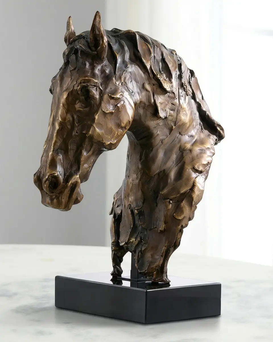 John-Richard Collection Horse Bust on Marble Sculpture | Thumbnail 2 John-Richard Collection Horse Bust on Marble Sculpture | Thumbnail 2