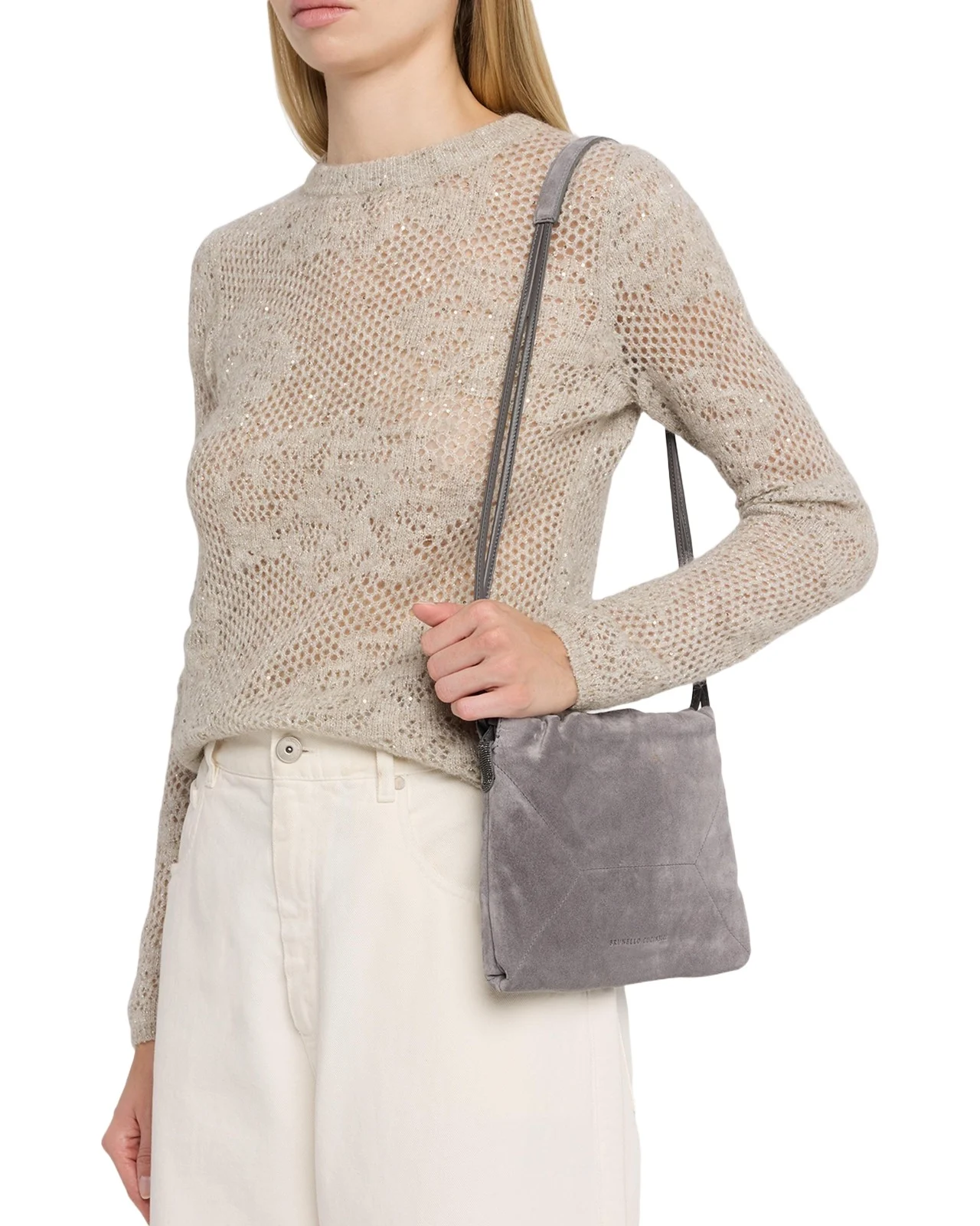 Suede Drawstring Shoulder Bag