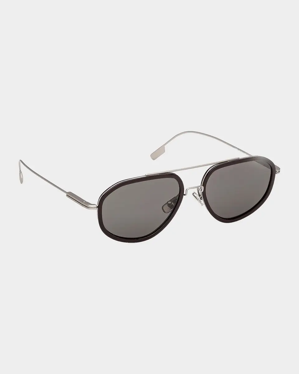 ZEGNA Men's Double-Bridge Titanium Aviator Sunglasses | Thumbnail 2 ZEGNA Men's Double-Bridge Titanium Aviator Sunglasses | Thumbnail 2