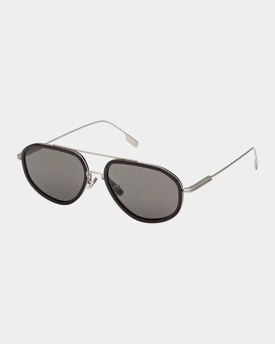 ZEGNA Men's Double-Bridge Titanium Aviator Sunglasses | Thumbnail 3 ZEGNA Men's Double-Bridge Titanium Aviator Sunglasses | Thumbnail 3
