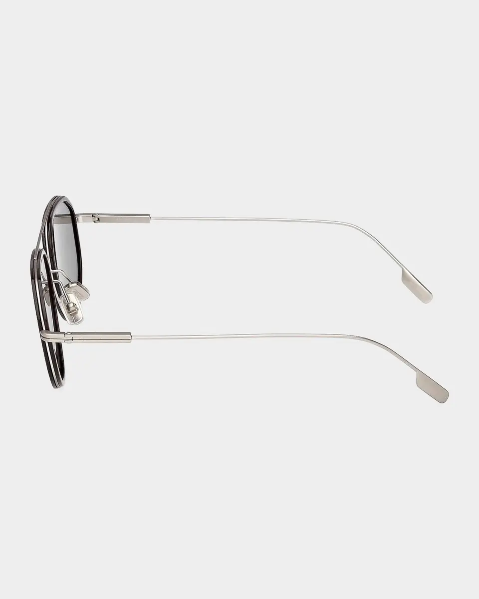 ZEGNA Men's Double-Bridge Titanium Aviator Sunglasses | Thumbnail 4 ZEGNA Men's Double-Bridge Titanium Aviator Sunglasses | Thumbnail 4