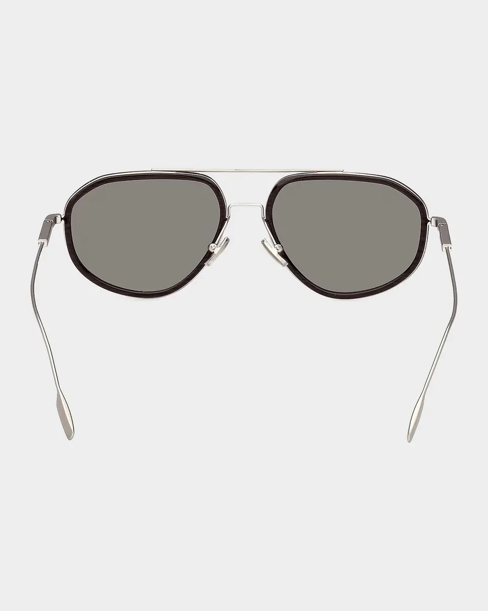 ZEGNA Men's Double-Bridge Titanium Aviator Sunglasses | Thumbnail 5 ZEGNA Men's Double-Bridge Titanium Aviator Sunglasses | Thumbnail 5