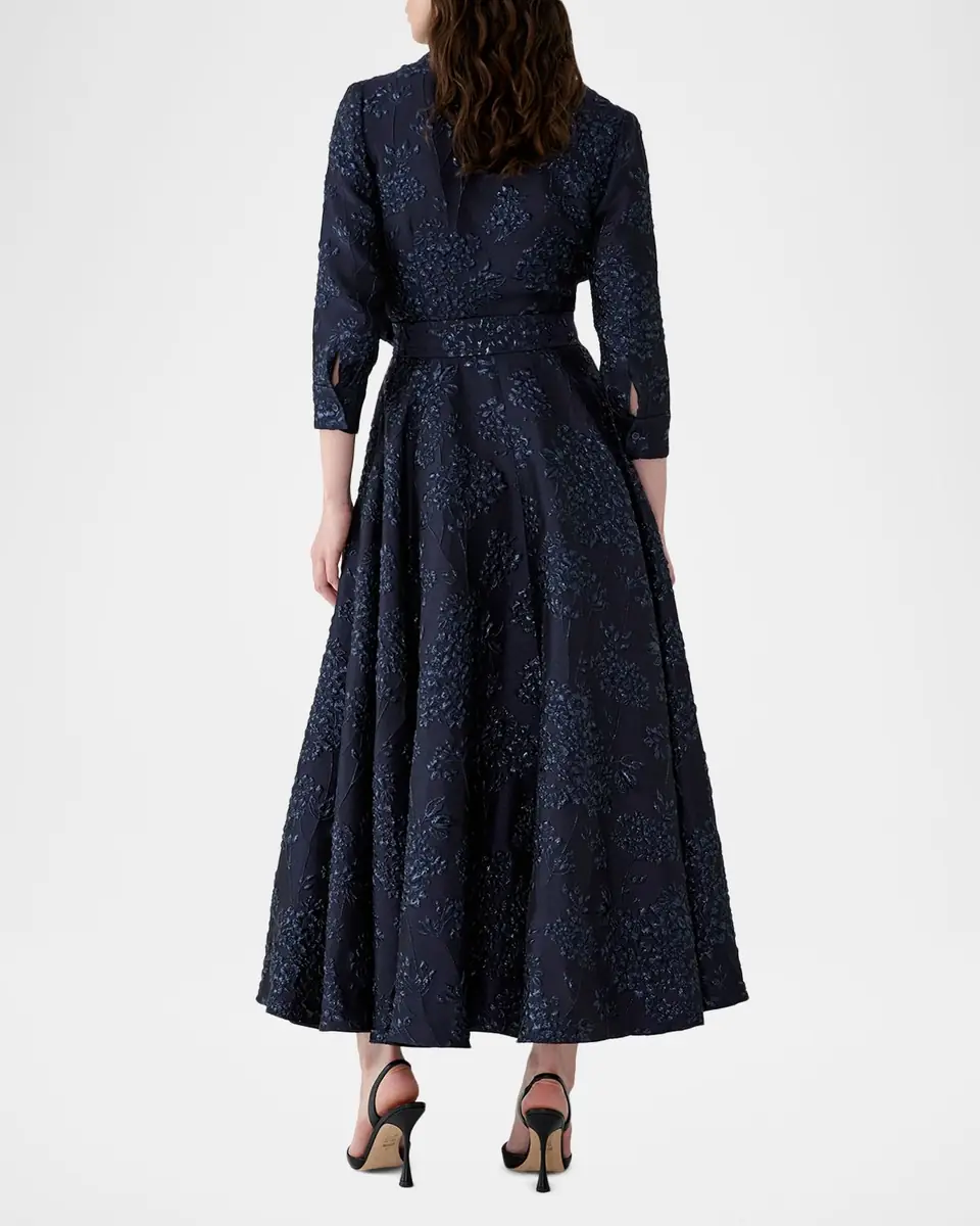 Carolina Herrera 3/4-Sleeve Jacquard Midi Shirtdress | Thumbnail 2 Carolina Herrera 3/4-Sleeve Jacquard Midi Shirtdress | Thumbnail 2